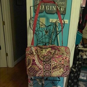 Vera Bradley Pink and Red Laptop Bag with Paisley Pattern